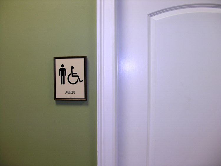 ADA compliant handicap mens restroom sign